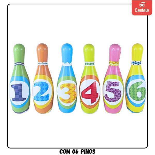 Brinquedo Boliche Educativo Infantill 6 Pinos 2 Bolas Intuitivo Macio Castela - CASTELA BRASIL Imagem de Brinquedo Boliche Educativo Infantill 6 Pinos 2 Bolas Intuitivo Macio Castela
