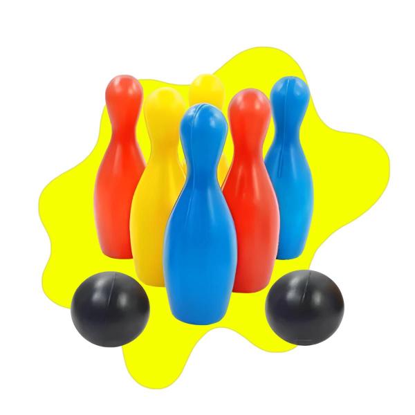 Imagem de Brinquedo Boliche Grande Com 6 Pinos e Bolas Coloridas Lider