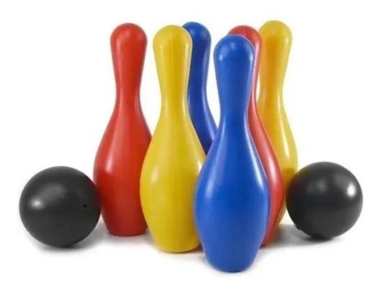 Imagem de Brinquedo Boliche Grande Infantil Colorido 6 Pinos 2 Bolas