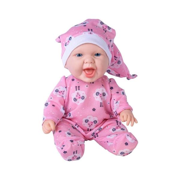 Imagem de Brinquedo Boneca Baby Fofura com Pijaminha e Touca Plástico Vinil Corpo Macio Cotiplas - 2587