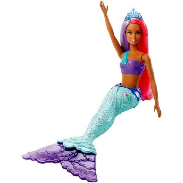 Imagem de Brinquedo Boneca Barbie Menina Sereia Princesa Morena Negra Dreamtopia - Moderna Cabelo Lilás E Vermelho - Mattel