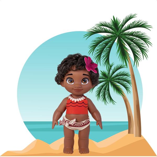 Imagem de Brinquedo Boneca Bebê Princesa Disney Moana 36cm em Plástico Vinil com Cabelos Realista Cotiplas - 2504