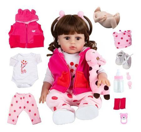 Imagem de Brinquedo Boneca Bebê Reborn Silicone Realista girafinha