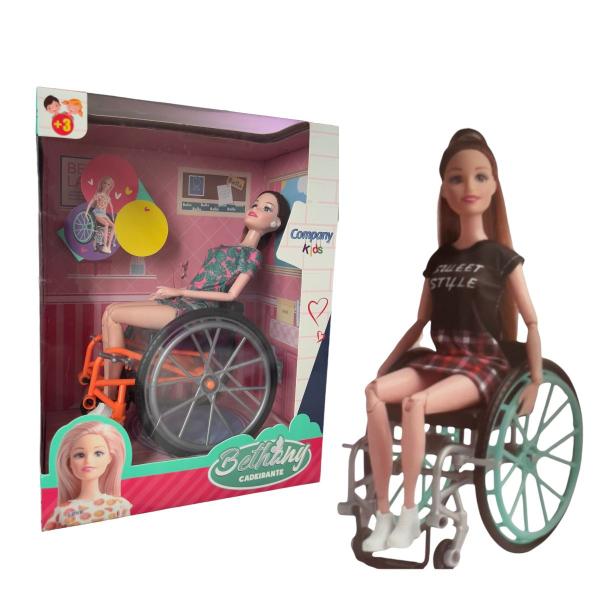 Imagem de Brinquedo Boneca Cadeira de Rodas Cadeirante Inclusão Morena