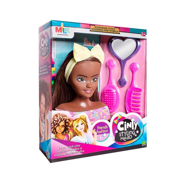 Imagem de Brinquedo Boneca Cinty Styling Head Negra Milk Brinquedos