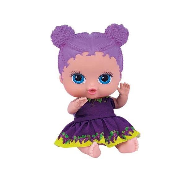 Imagem de Brinquedo Boneca Coleção Frutinhas Uva com Cheirinho de Frutas 19cm Plástico Vinil Roxo Cotiplas - 2510