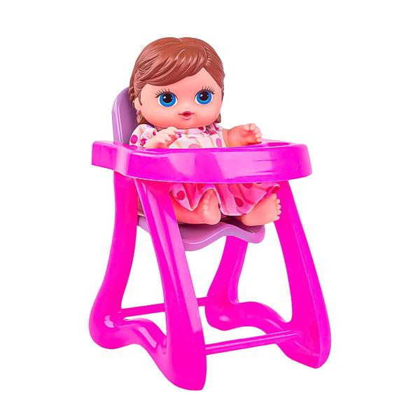 Imagem de Brinquedo Boneca Coleção Nenequinha Brincar De Papinha Crianças Menina Com Acessório Cadeira De Comidinha - Super Toys