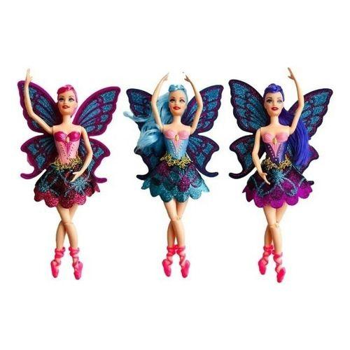 Imagem de Brinquedo Boneca Fada Bailarina Ballet  Articulada Asas Com Glitter 30cm Presente Meninas e Meninos