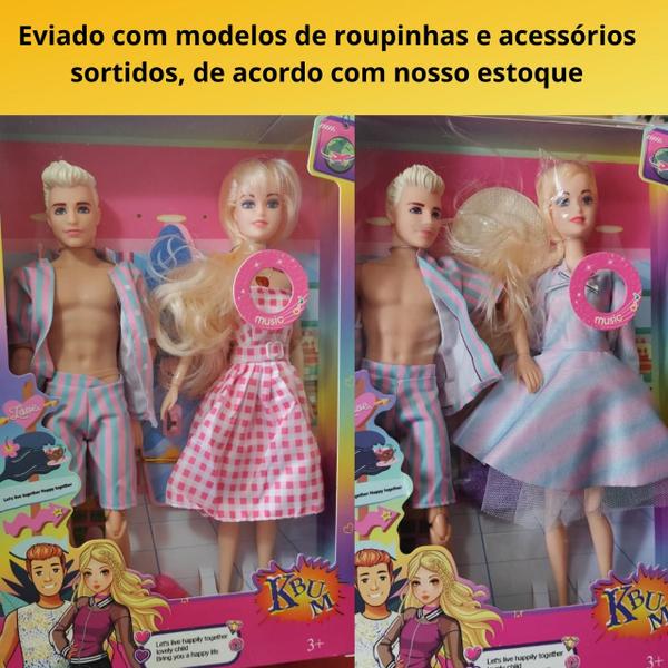 Imagem de Brinquedo Boneca Tipo Barbie e Ken Articulada com Roupas e Acessórios Presente Para Meninas e Meninos Sortidos 