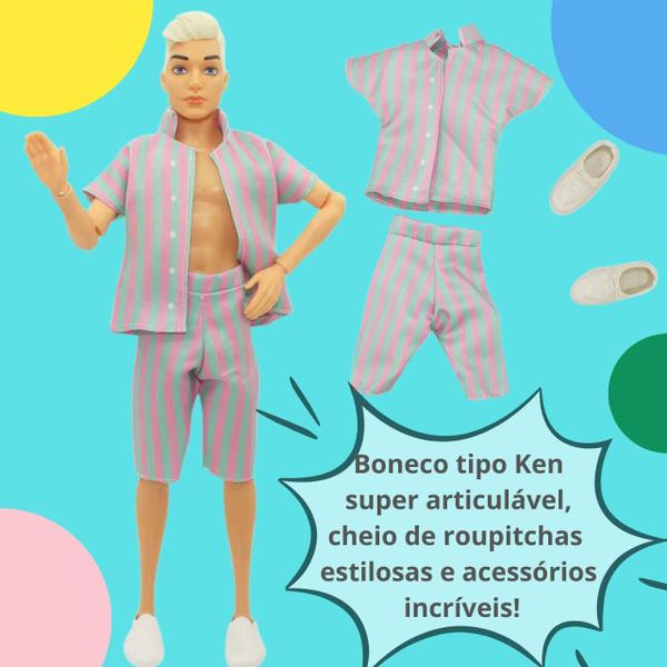 Imagem de Brinquedo Boneca Tipo Barbie e Ken Articulada com Roupas e Acessórios Presente Para Meninas e Meninos Sortidos 