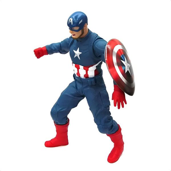 Imagem de Brinquedo Boneco Capitão América Gigante 45Cm com Escudo Articulado Infantil Revolution Mimo Toys - 0514