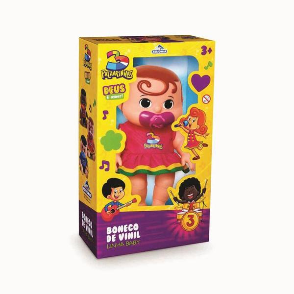 Imagem de Brinquedo Boneco De Vinil 3 Palavrinhas Linha Baby Sarah Adijomar