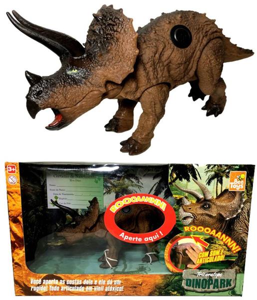 Imagem de Brinquedo Boneco Grande Dinossauro World Dino Triceratops - Emite Sons - Vinil Atóxico - Possui Articulações - Jurassic - Dinopark