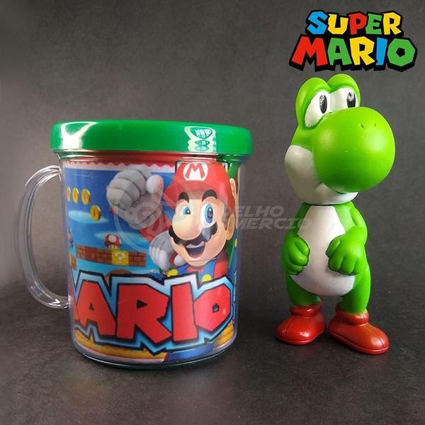 Imagem de Brinquedo Boneco Universo Mario + Caneca 350Ml Yoshi