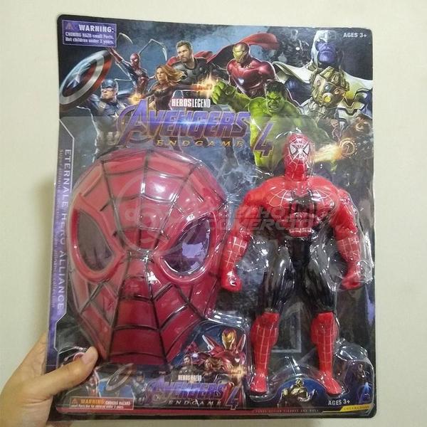 Imagem de Brinquedo Boneco Vingadores Homem Aranha 25Cm + Mascara 16Cm