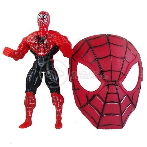 Imagem de Brinquedo Boneco Vingadores Homem Aranha 25Cm + Mascara 16Cm