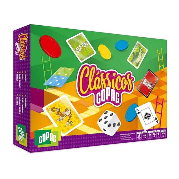 Imagem de Brinquedo Box 7 Jogos Clássicos jogo do mico dominó dama ludo sobe e desce trilha jogo do burro baralho Copag 90942