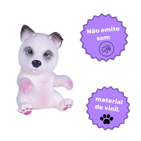 Imagem de Brinquedo Cachorrinho Filhote Pet Love Husky 11cm Plástico Vinil 3+ anos com Cabeça Articulada Cotiplas - 2668