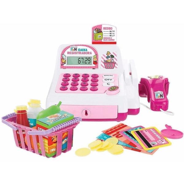 Imagem de Brinquedo Caixa Registradora Creative Fun Rosa Com Acessórios e Mini Alimentos Multikids - BR387