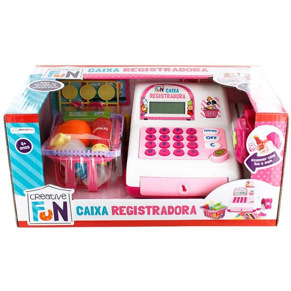 Imagem de Brinquedo Caixa Registradora Creative Fun Rosa Com Acessórios e Mini Alimentos Multikids - BR387