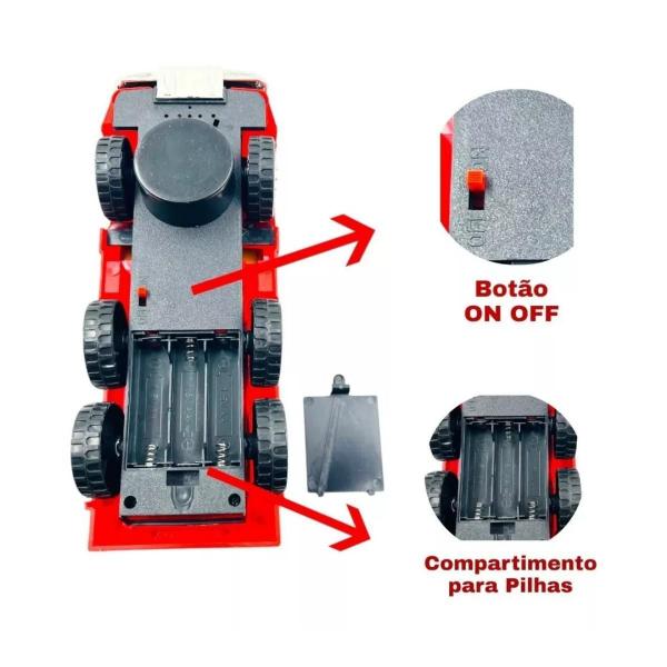 Imagem de Brinquedo Caminhão Bombeiro Com Escada Articulada E Som