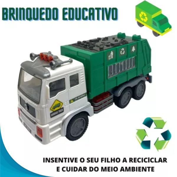 Imagem de Brinquedo Caminhão De Coleta De Lixo Com Luzes E Som Educativo Para Crianças Garantido