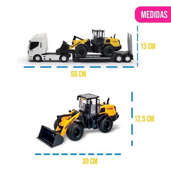 Imagem de Brinquedo Caminhão e Escavadeira Iveco New Holland Construction Carrinhos Infantil Miniatura Criança - Usual Brinquedos