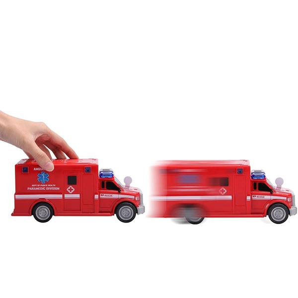 Imagem de Brinquedo Carrinho Ambulância Fricção Som E Luz Sirene 6164 - Dm Toys