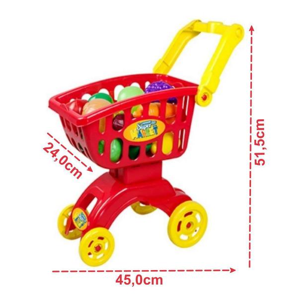 Imagem de Brinquedo Carrinho Compra Divertida Frutas Legumes Infantil.