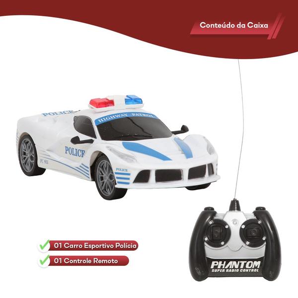 Imagem de Brinquedo Carrinho Controle Remoto Polícia Com 4 Funções