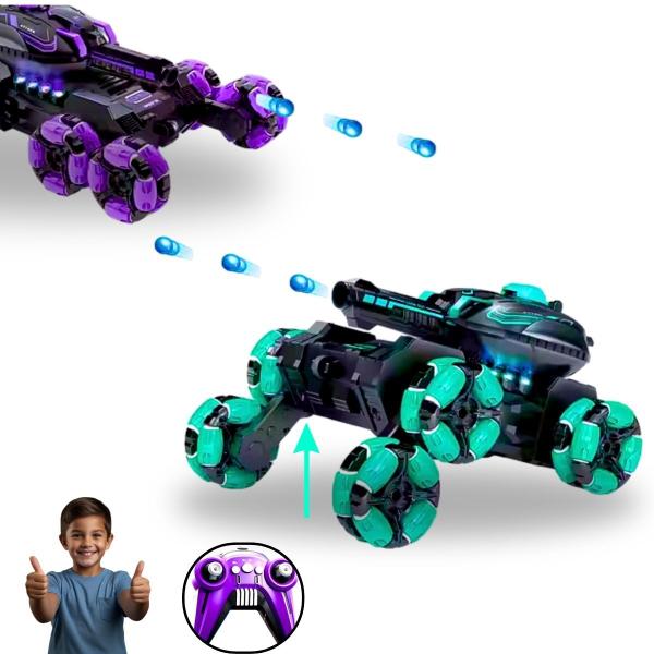 Imagem de Brinquedo Carrinho Controle Remoto Tanque De Guerra Atira Bolinha Gel Kit Completo