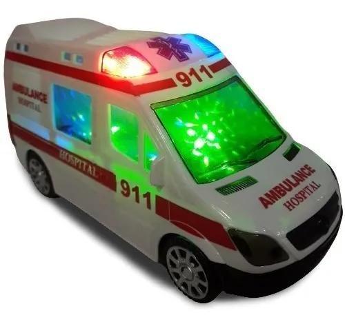 Imagem de Brinquedo Carrinho De Ambulância Com Som Leds  Bate E Volta