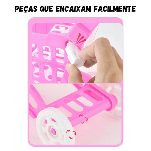 Imagem de Brinquedo Carrinho De Compras Mercadinho Market Rosa Castela