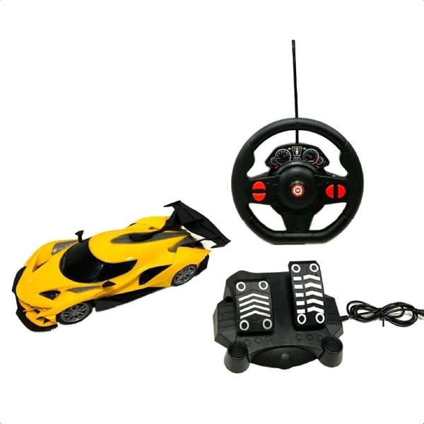 Imagem de Brinquedo Carrinho De Controle Remoto Amarelo Com Led nos Faróis Racing Control Thunder Multikids - BR1645