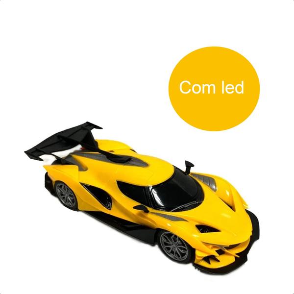 Imagem de Brinquedo Carrinho De Controle Remoto Amarelo Com Led nos Faróis Racing Control Thunder Multikids - BR1645