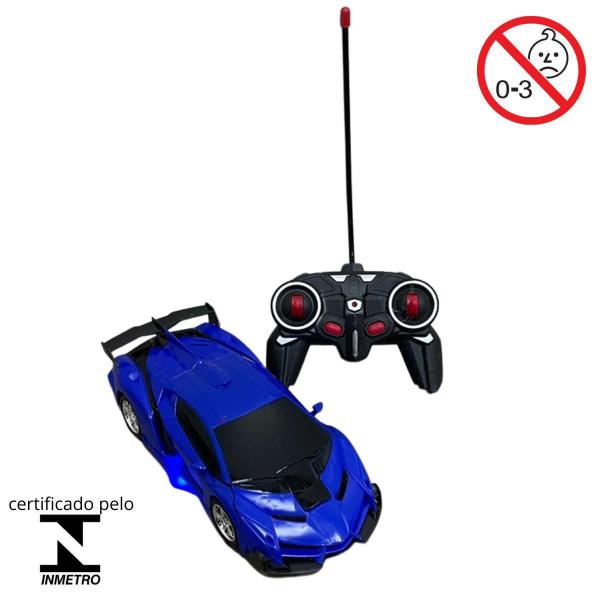 Imagem de Brinquedo Carrinho de Controle Remoto Vira Robô  Azul (Transformers)