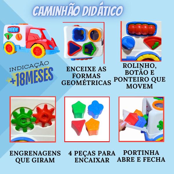 Imagem de  Brinquedo Carrinho Didático Bebe Pecas De Encaixar Menino 