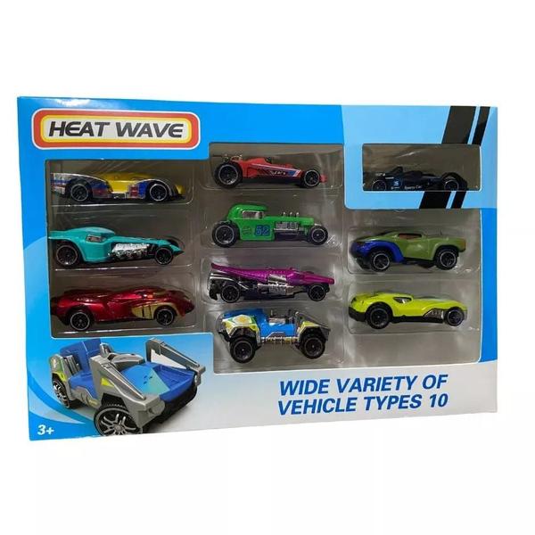 Imagem de Brinquedo Carrinho  Hot Cars Miniaturas kit com 10 Peças