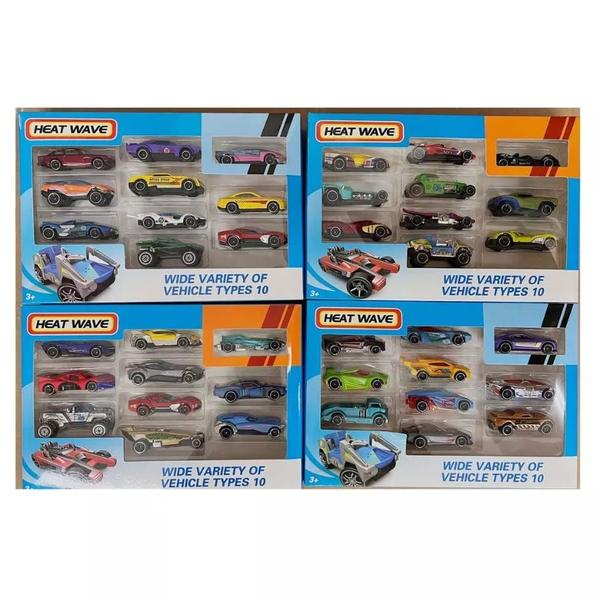 Imagem de Brinquedo Carrinho  Hot Cars Miniaturas kit com 10 Peças