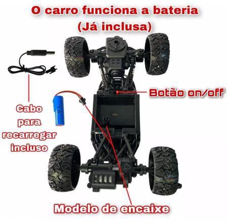 Imagem de Brinquedo Carrinho Off Road Controle Remoto Metálico Recarregável -Azul Metálico