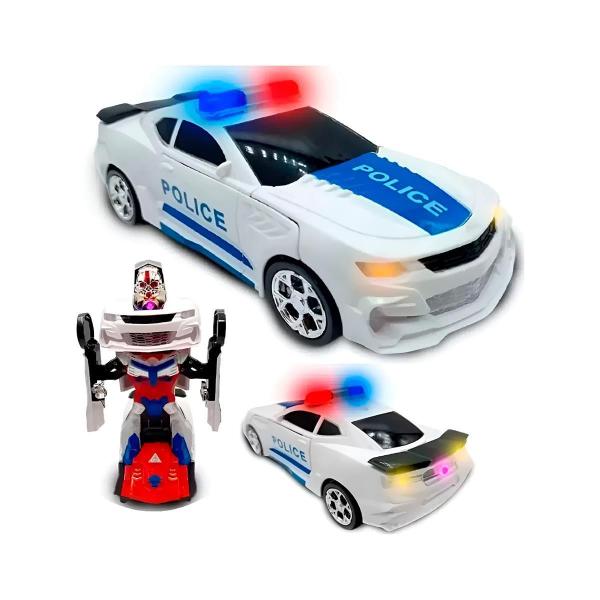 Imagem de Brinquedo Carrinho Policia Vira Robô Musica Luzes Infantil