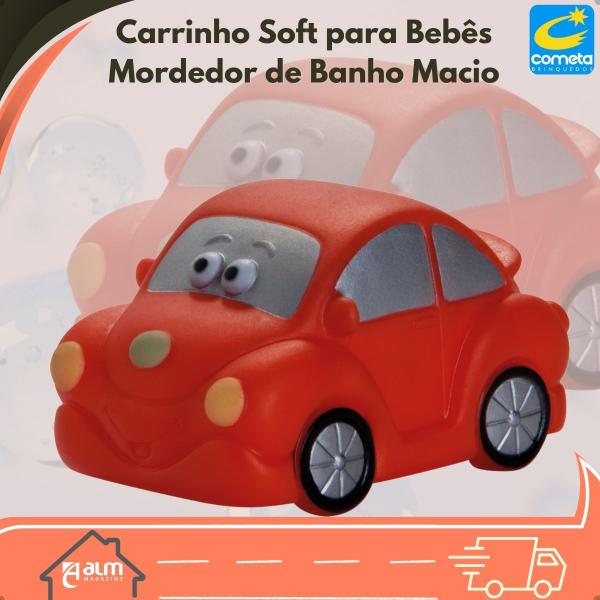 Imagem de Brinquedo Carrinho Soft Bebês, Mordedor Banho Super Macio Cometa