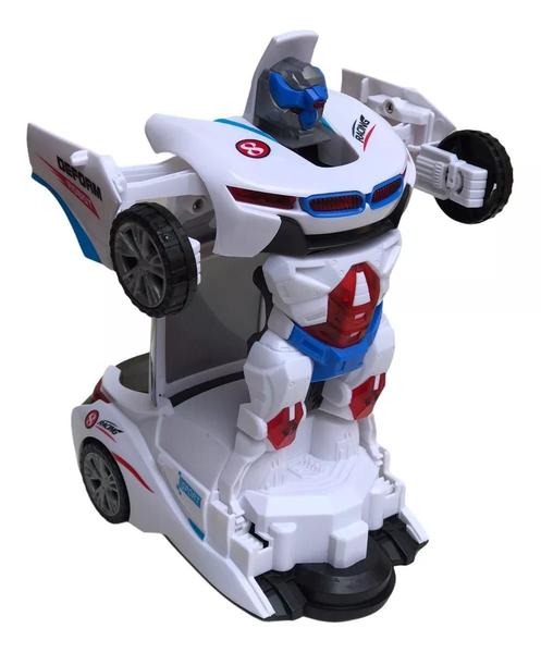 Imagem de Brinquedo Carrinho Transformers Vira Robô Luz Som Bate Volta- Branco