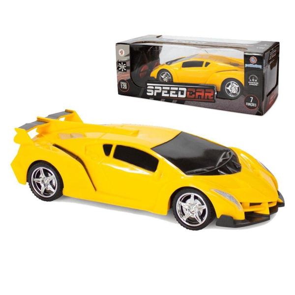 Imagem de Brinquedo Carro Controle Remoto Speed Car 6 Funções Amarelo Polibrinq