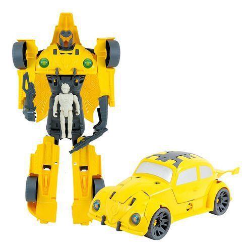 Imagem de Brinquedo Carro Fusca Vira Robô Grande Transformer C/ Boneco