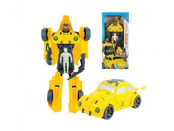 Imagem de Brinquedo Carro Fusca Vira Robô Grande Transformer C/ Boneco