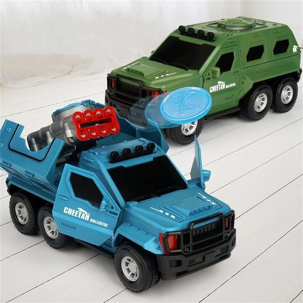 Imagem de Brinquedo Carro Militar Lança Disco Gira 360 Graus Luz E Música