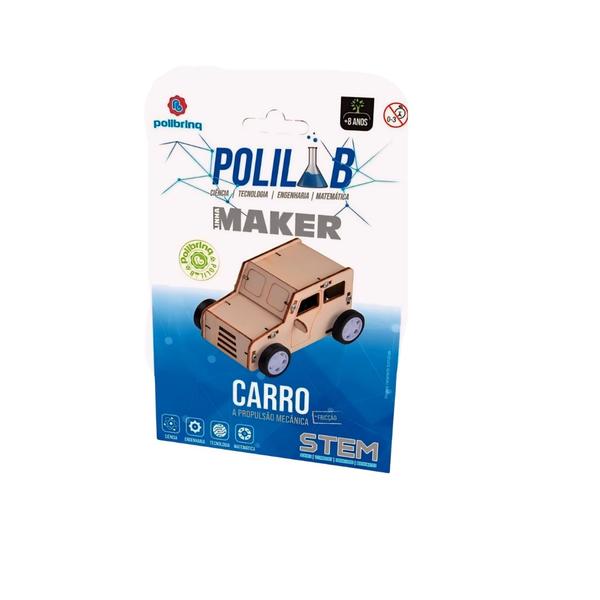 Imagem de Brinquedo Carro Propulsão Mecânica Polilab Maker - Polibrinq