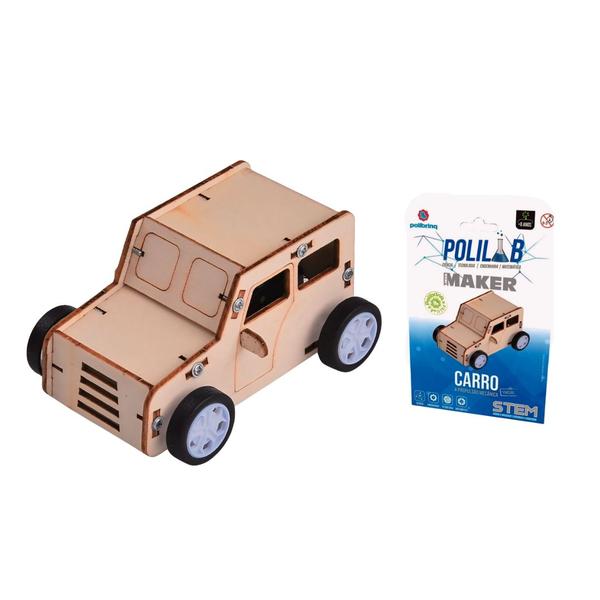 Imagem de Brinquedo Carro Propulsão Mecânica Polilab Maker - Polibrinq