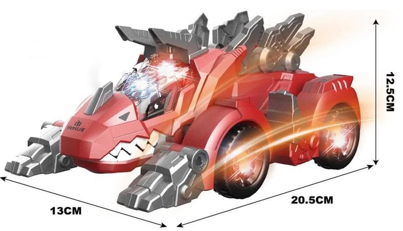 Imagem de Brinquedo carro tranforme 2 em 1  Dragão eletrico com luz e som( vermelho)